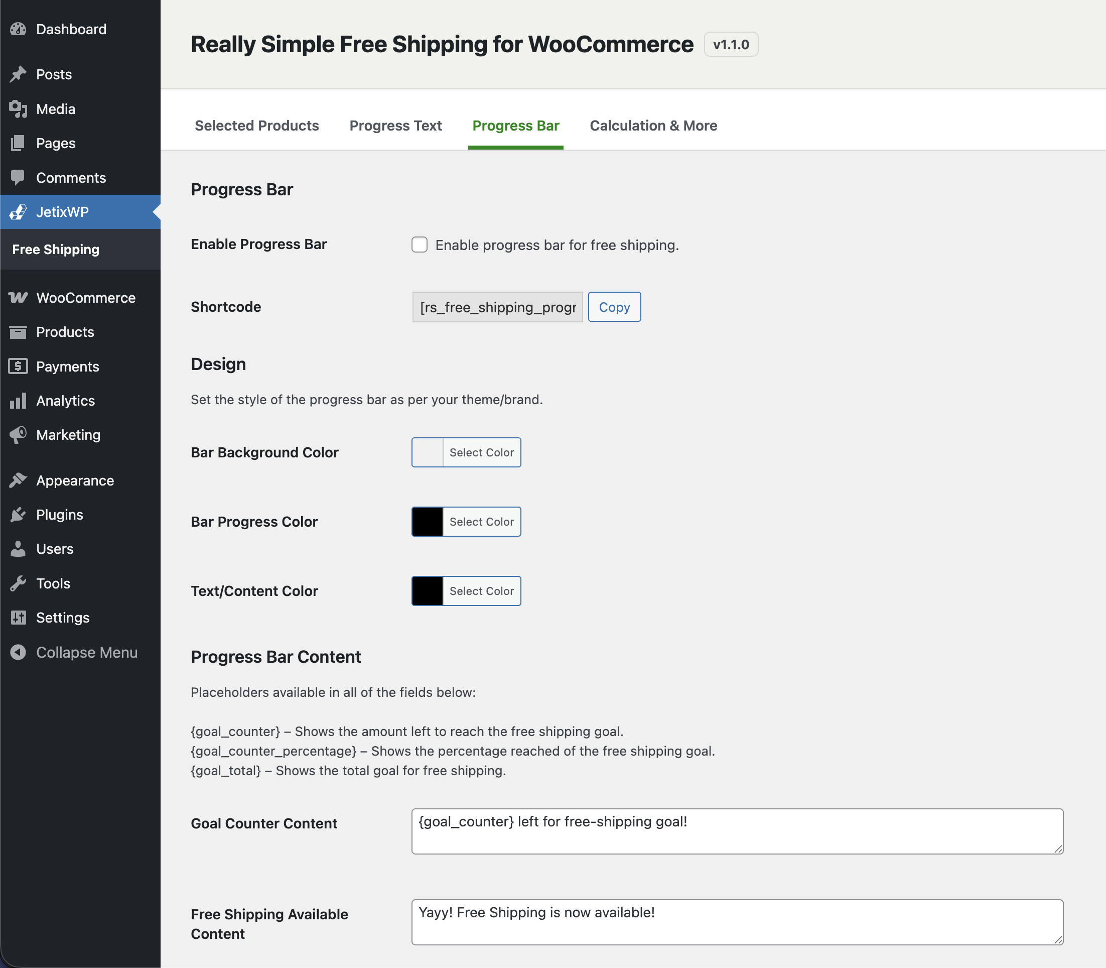 Screenshot - Really Simple Free Shipping - JetixWP