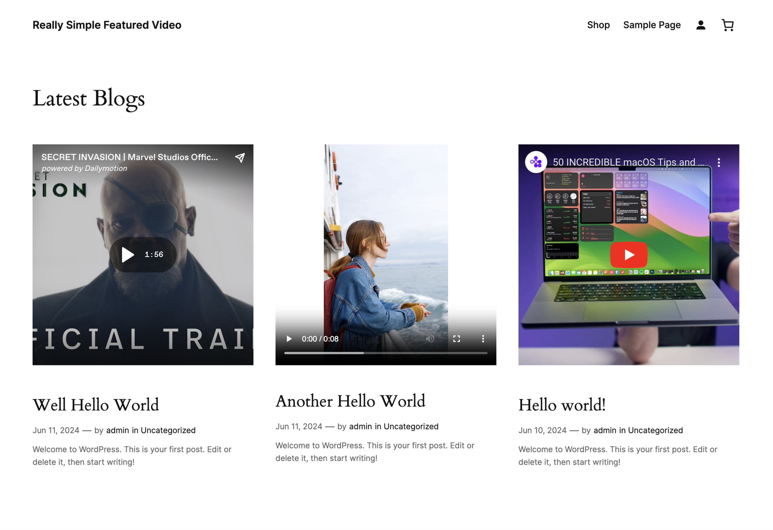 Featured video on WordPress posts and pages