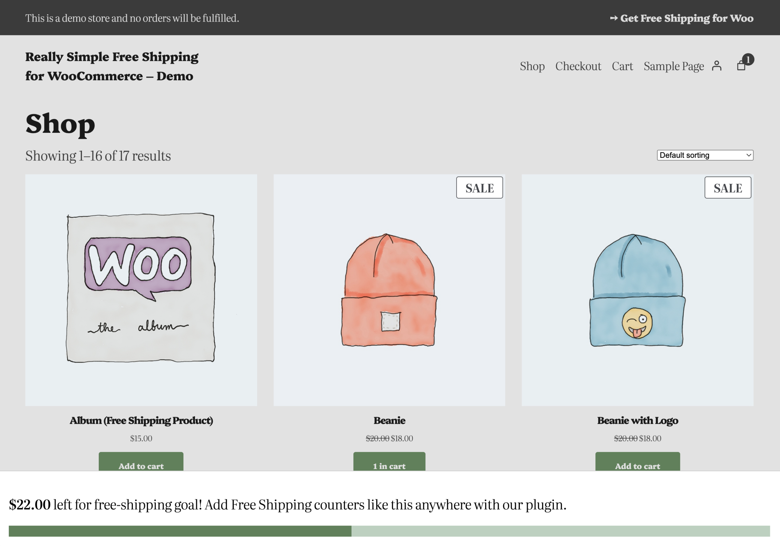 Free shipping progress bar and counter